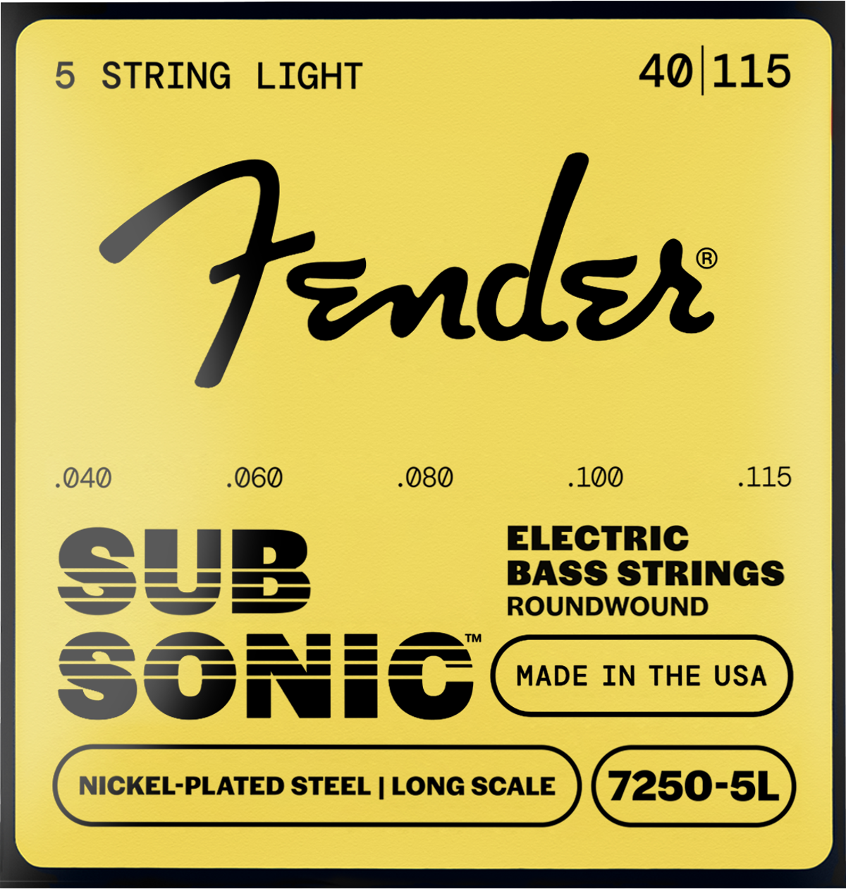 Fender Super 7250's Long Scale 5-String Bass Strings, NPS