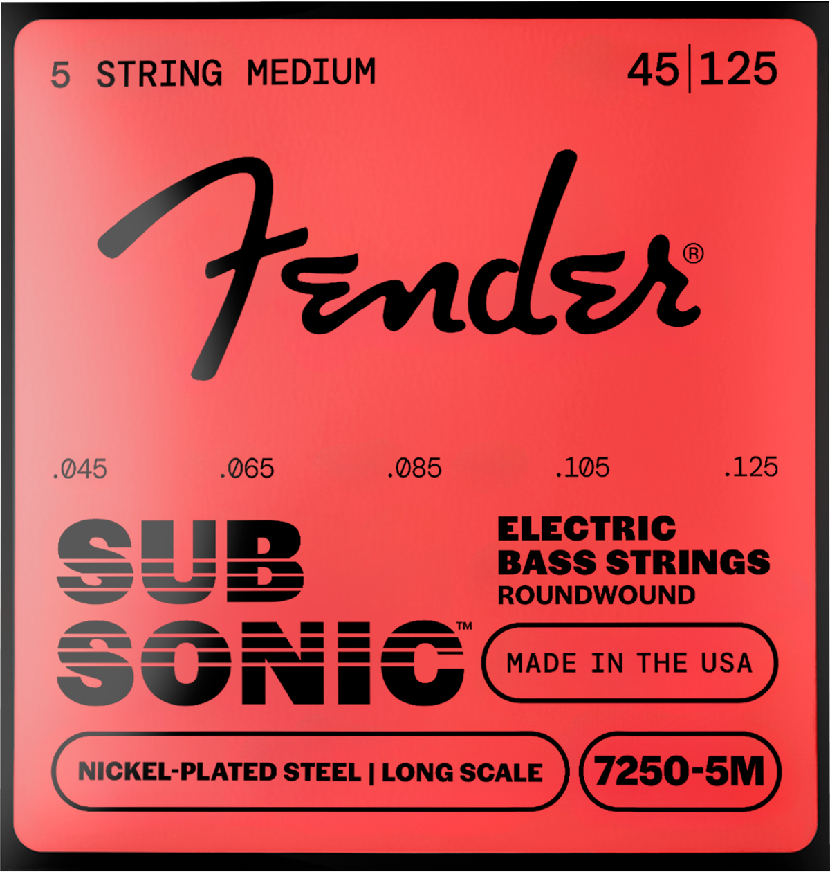 Fender Super 7250's Long Scale 5-String Bass Strings, NPS