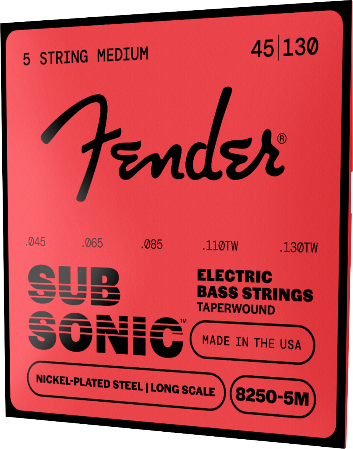Fender Super 8250's 8250-5M Long Scale Ball End 5-String Bass Strings, NPS, 45-130