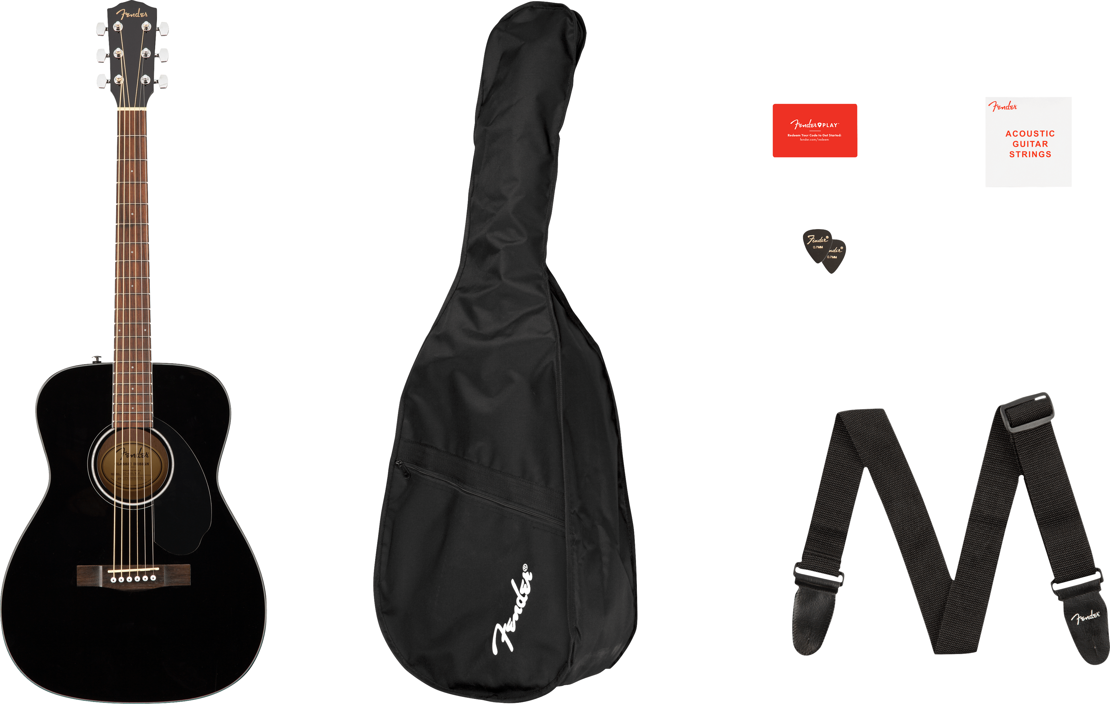 Fender CC-60S Concert Acoustic Guitar Pack V2, Black
