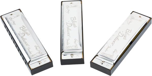 Fender Blues Deluxe Harmonica, Pack of 3, W/ Case
