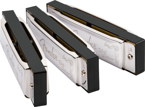 Fender Blues Deluxe Harmonica, Pack of 3, W/ Case