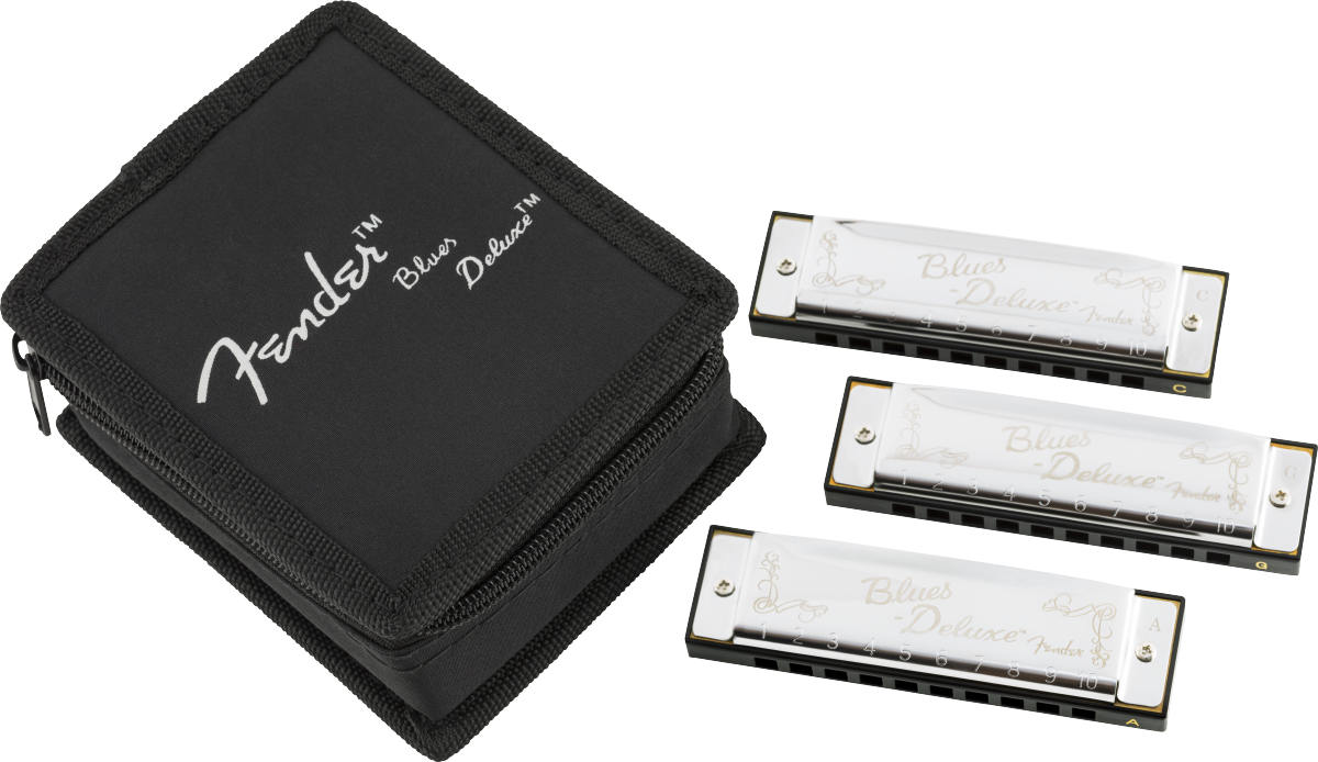 Fender Blues Deluxe Harmonica, Pack of 3, W/ Case