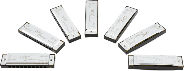 Fender Blues Deluxe Harmonica, Pack of 7, W/ Case