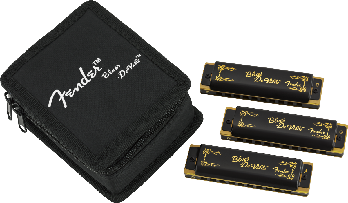 Fender Blues DeVille Harmonica, Pack of 3, W/ Case