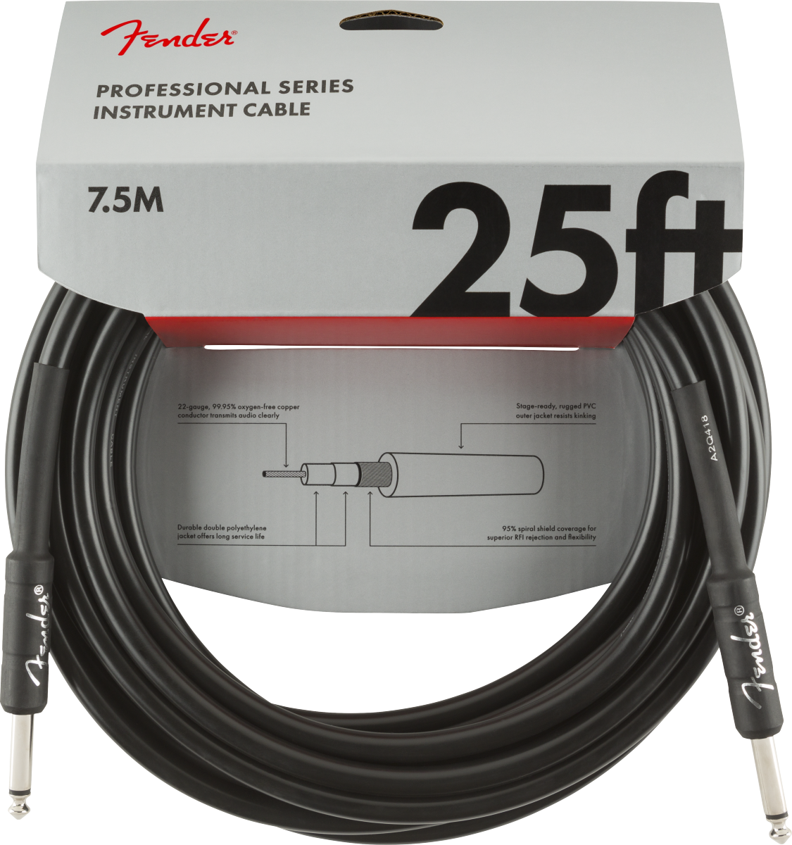Fender Professional Series Instrument Cable, Straight/Straight, Black
