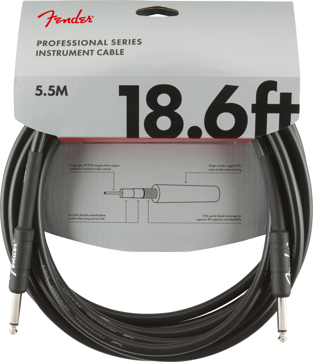 Fender Professional Series Instrument Cable, Straight/Straight, Black