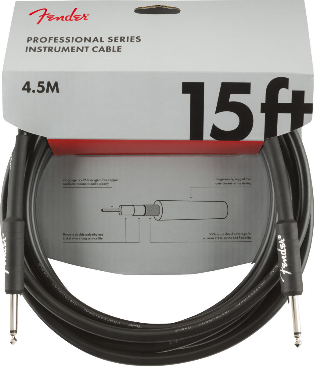 Fender Professional Series Instrument Cable, Straight/Straight, Black
