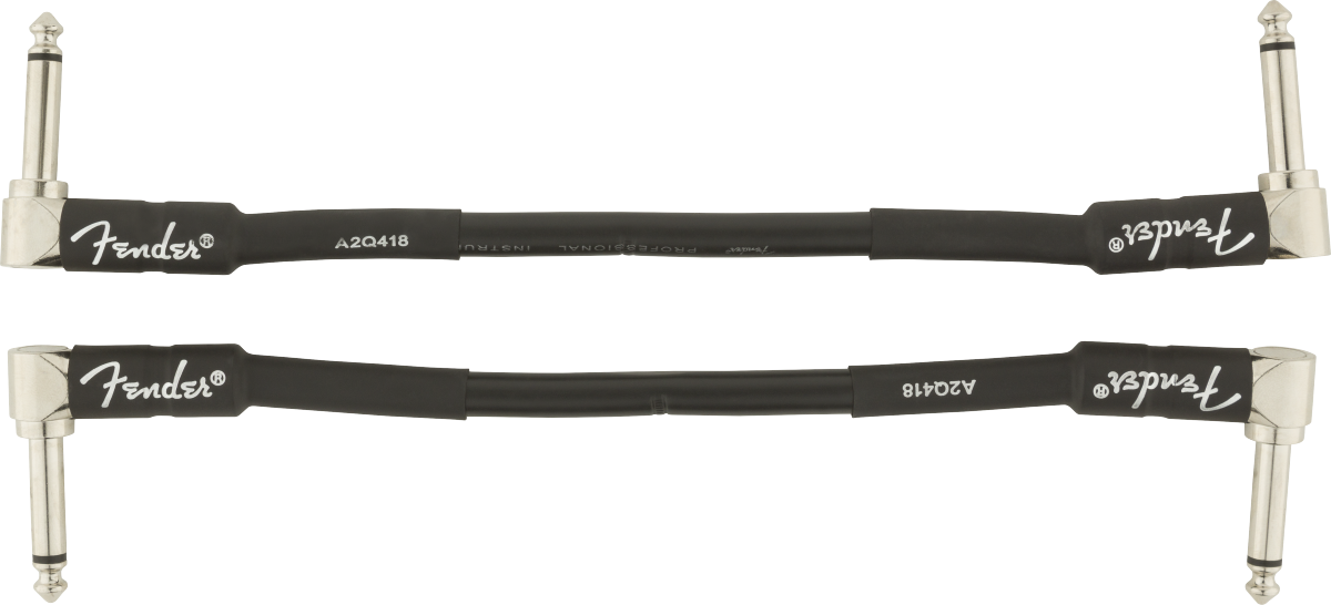 Fender Professional Series Instrument Cable 2-Pack, A/A, 6", Black