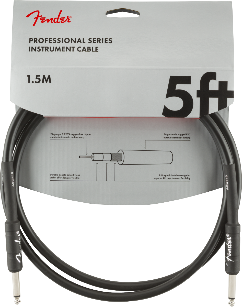 Fender Professional Series Instrument Cable, Straight/Straight, Black