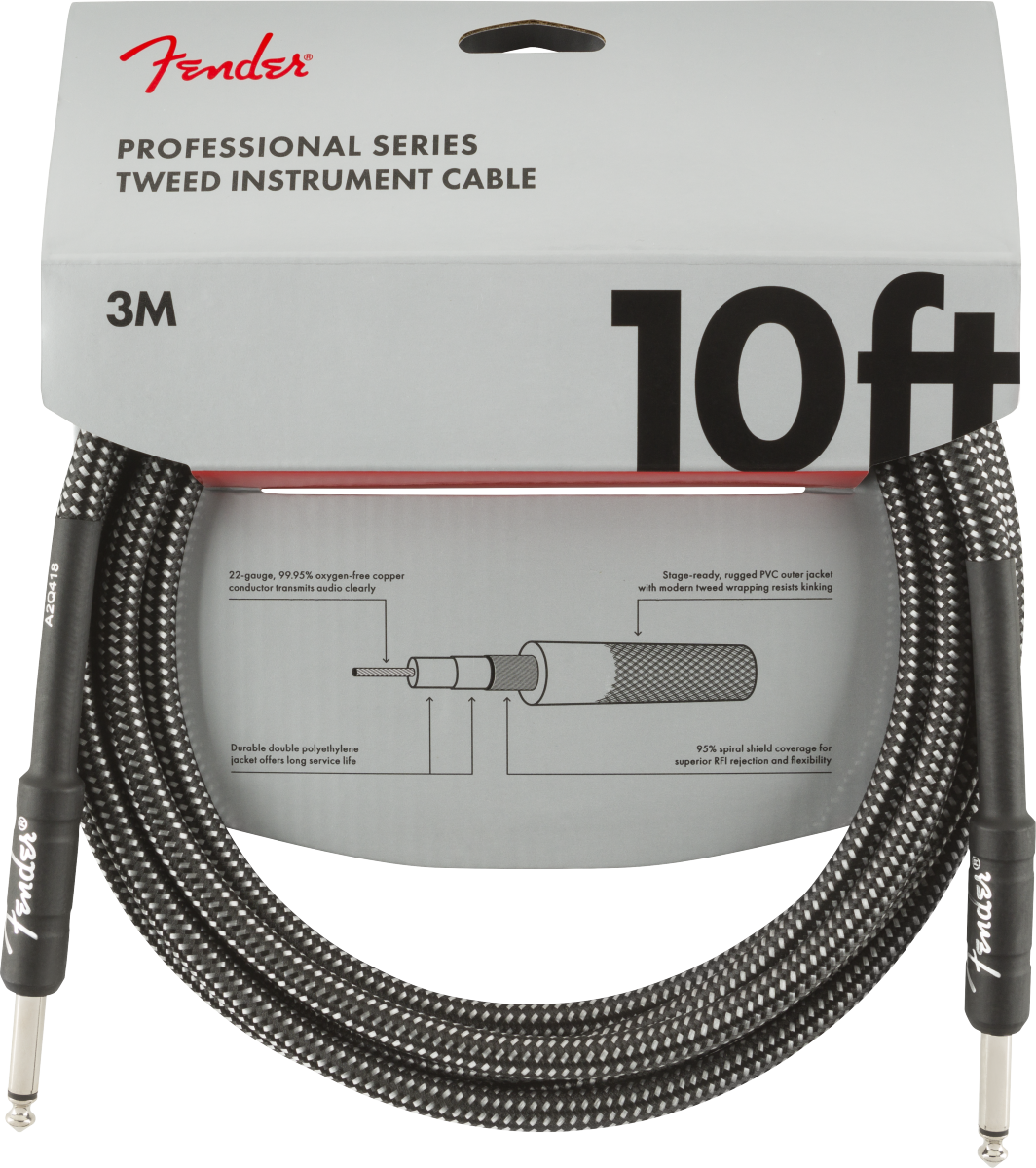 Fender Professional Series Tweed Instrument Cable, Straight/Straight