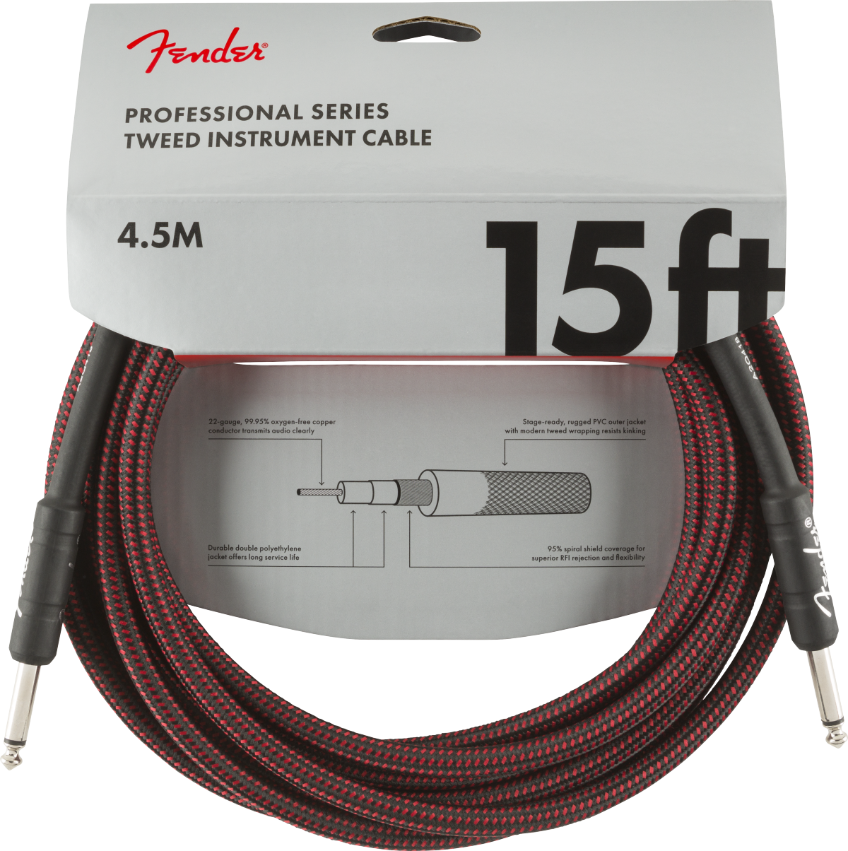 Fender Professional Series Tweed Instrument Cable, Straight/Straight