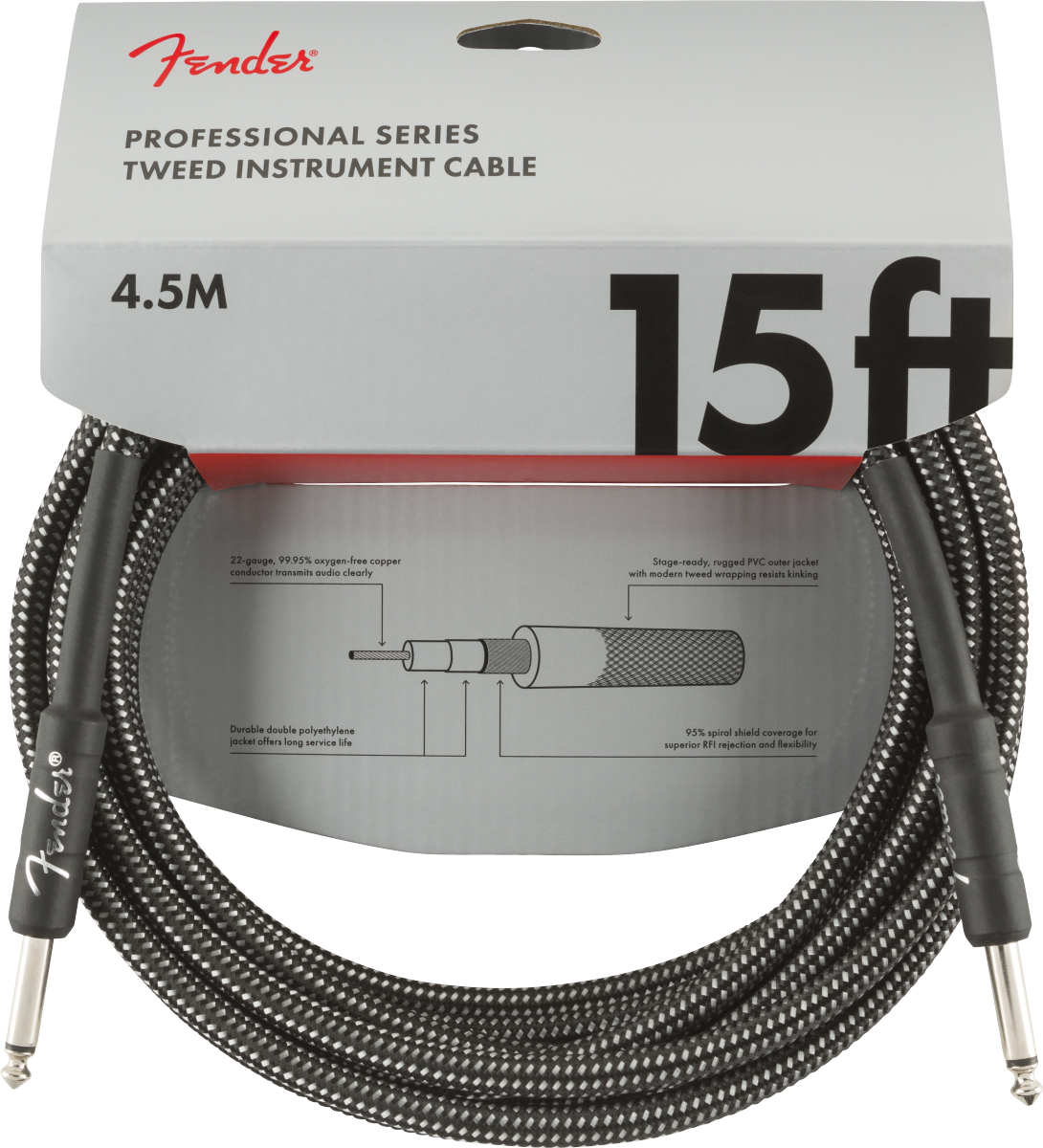 Fender Professional Series Tweed Instrument Cable, Straight/Straight