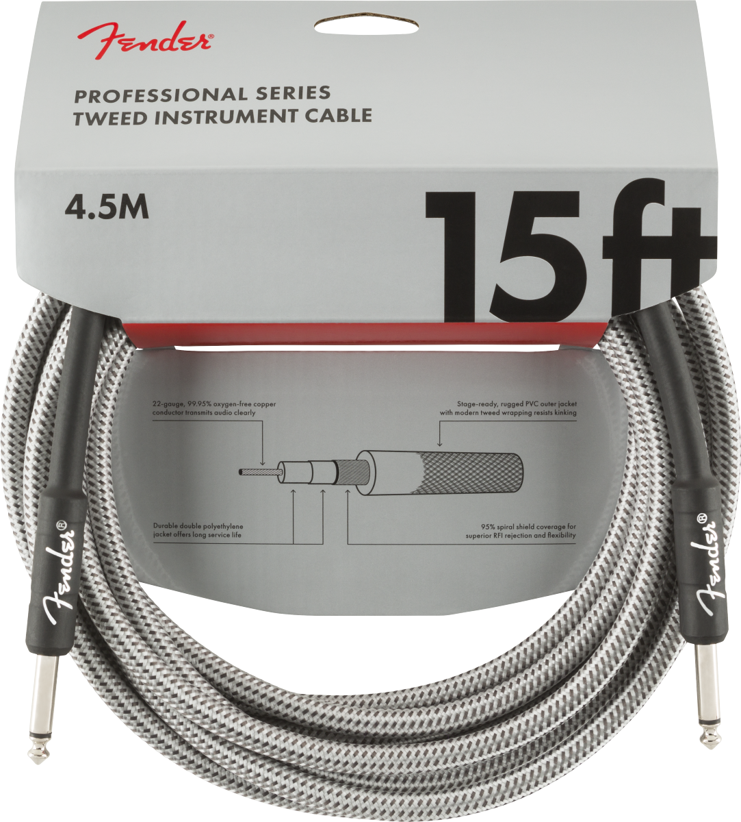 Fender Professional Series Tweed Instrument Cable, Straight/Straight