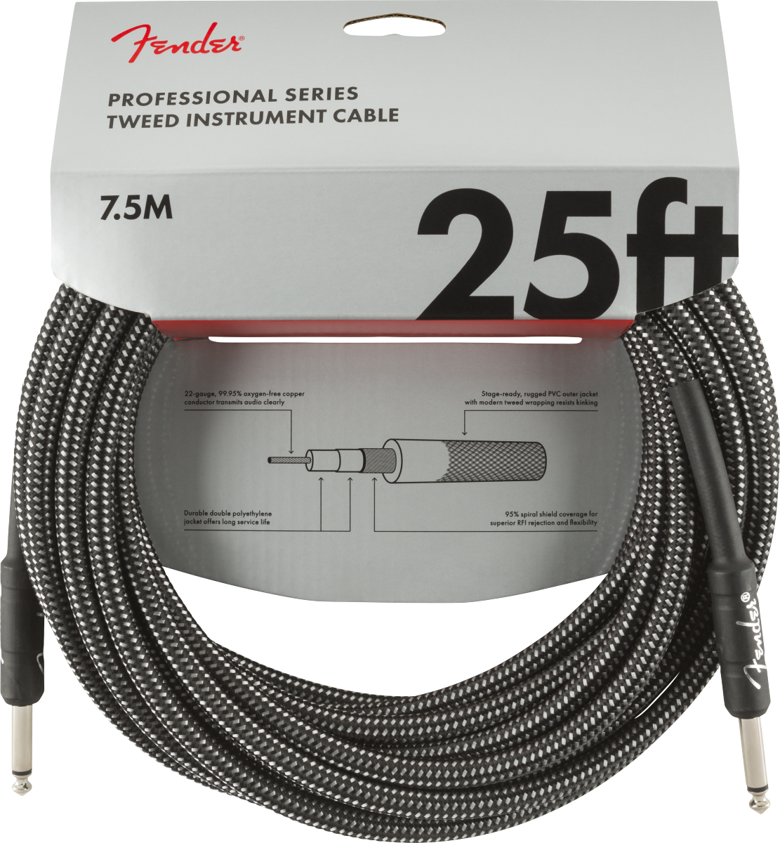 Fender Professional Series Tweed Instrument Cable, Straight/Straight
