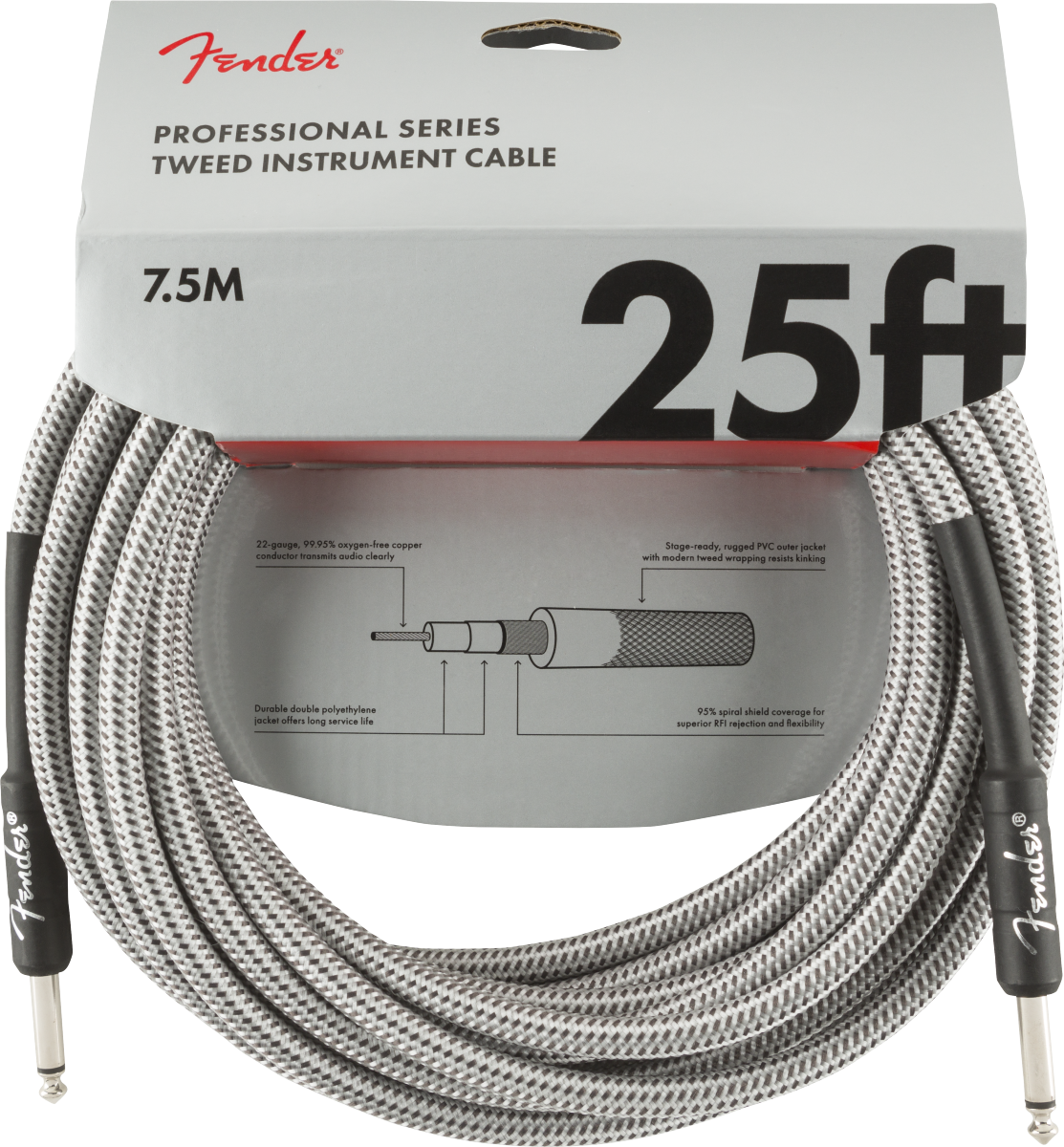 Fender Professional Series Tweed Instrument Cable, Straight/Straight