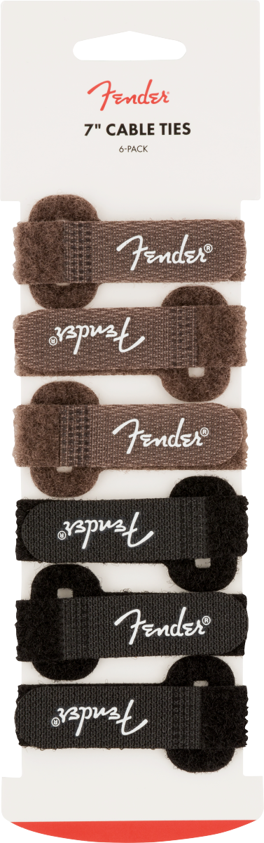 Fender Cable Ties, 7", Black/Brown