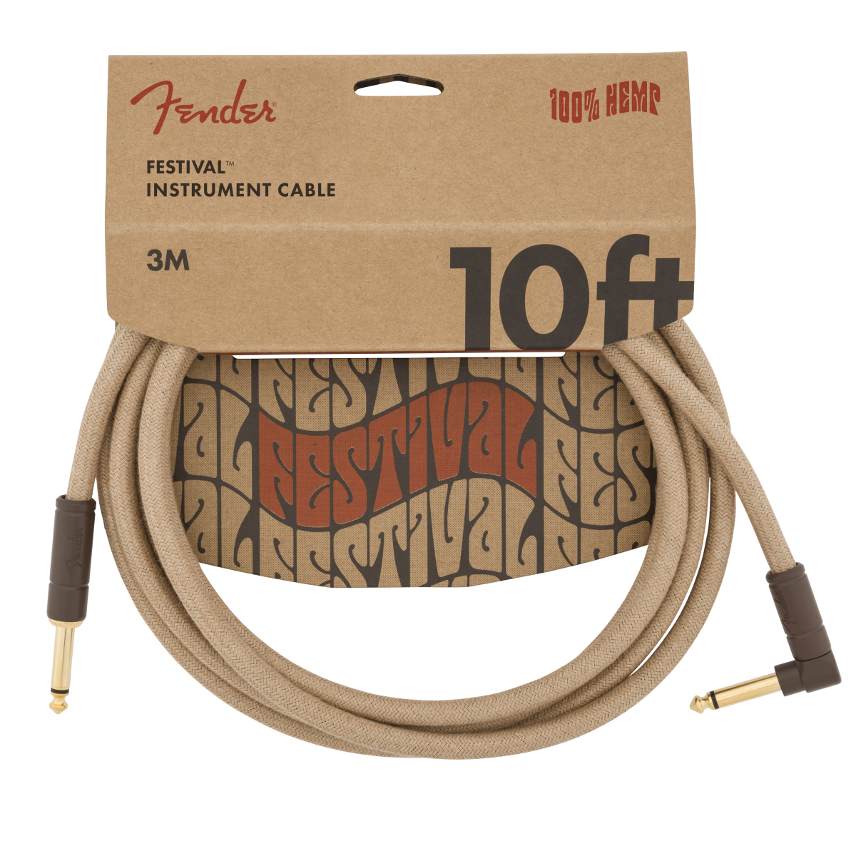 Fender Pure Hemp Festival Instrument Cable, Straight/Angle