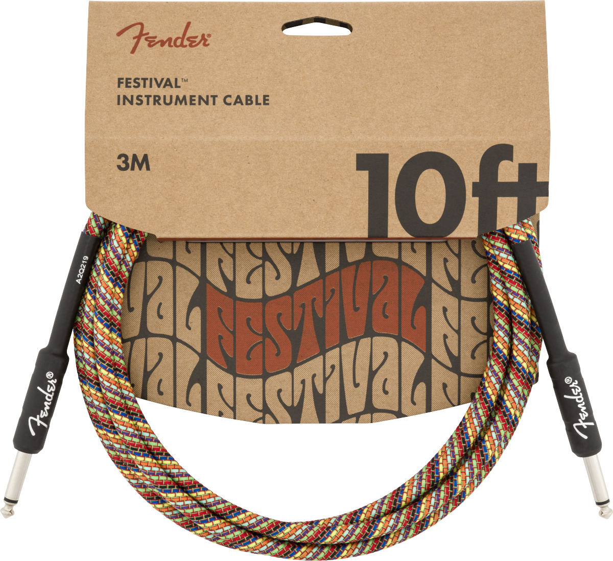 Fender Pure Hemp Festival Instrument Cable, Straight/Straight, Rainbow