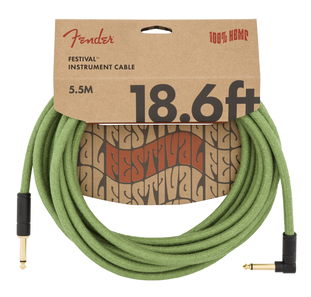 Fender Pure Hemp Festival Instrument Cable, Straight/Angle
