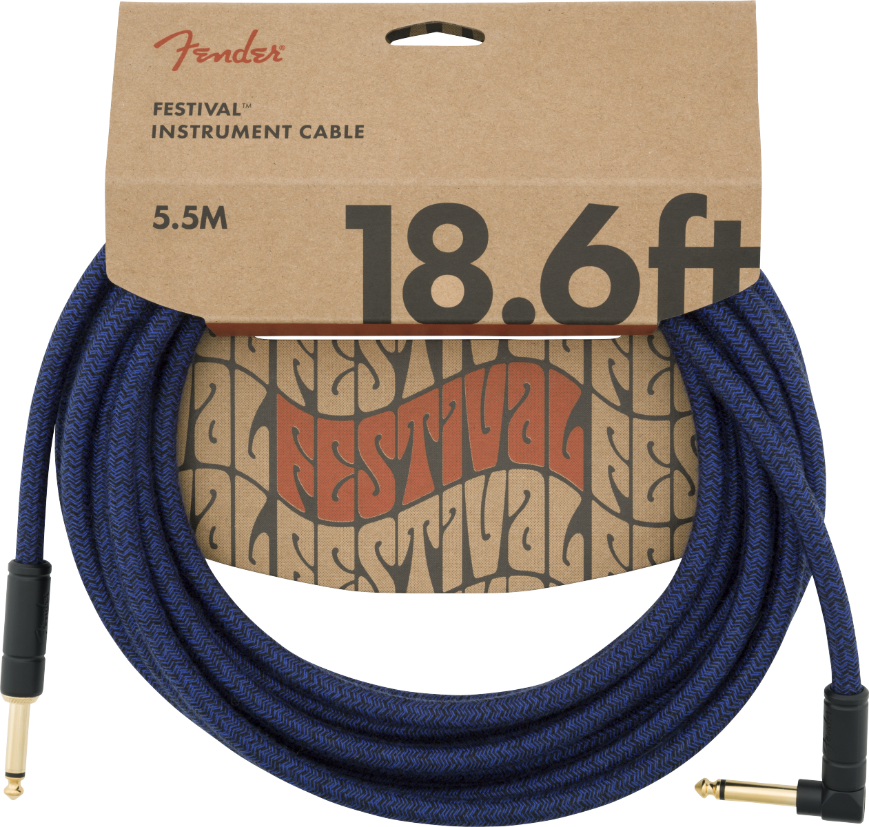 Fender Pure Hemp Festival Instrument Cable, Straight/Angle