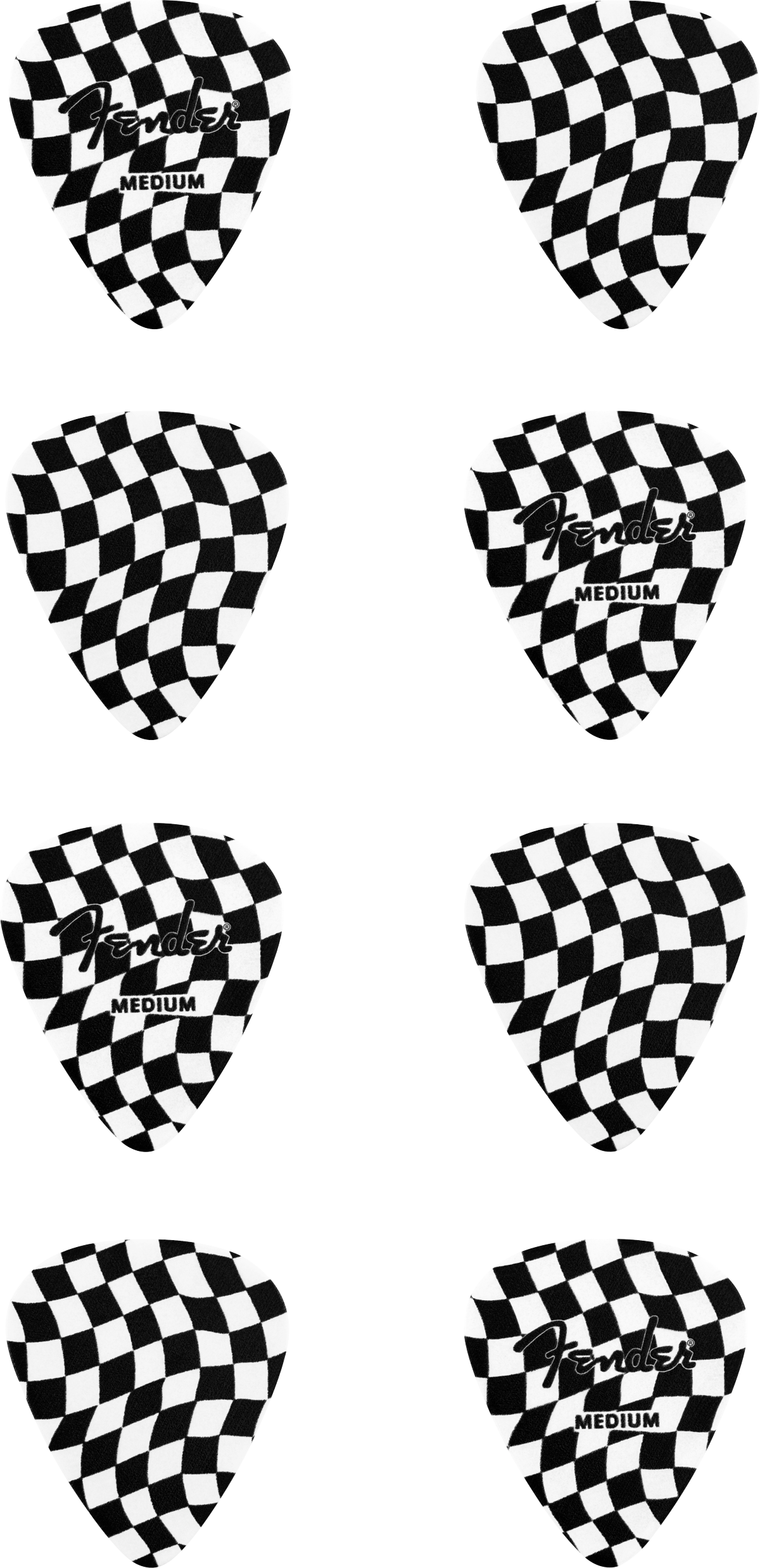 Fender 351 Celluloid Picks (8), Wavy Checkerboard