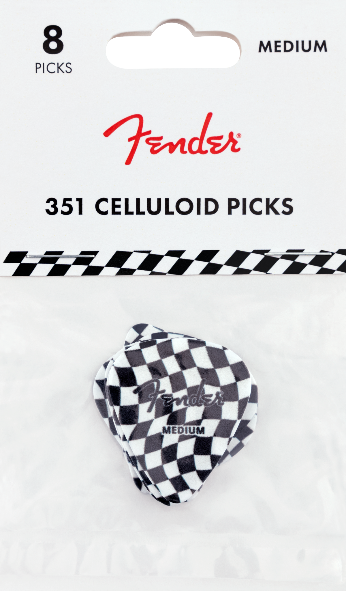Fender 351 Celluloid Picks (8), Wavy Checkerboard