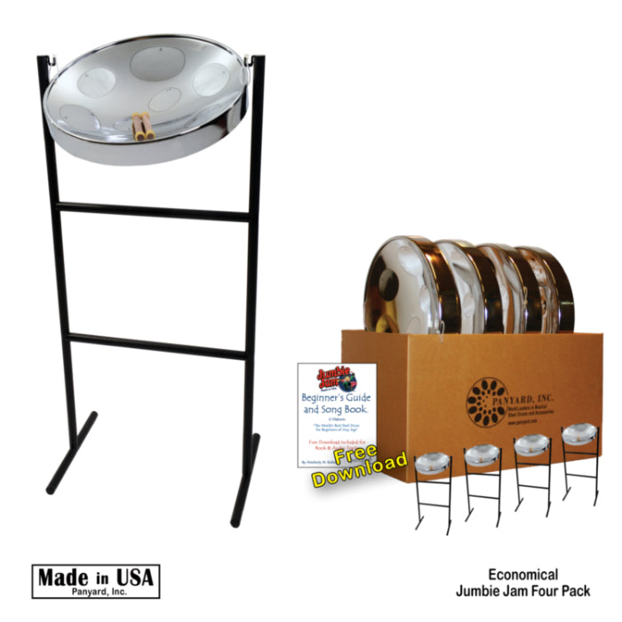 Panyard Jumbie Jam Steel Drum Kit 4-Pack w/ Tube Floor Stand