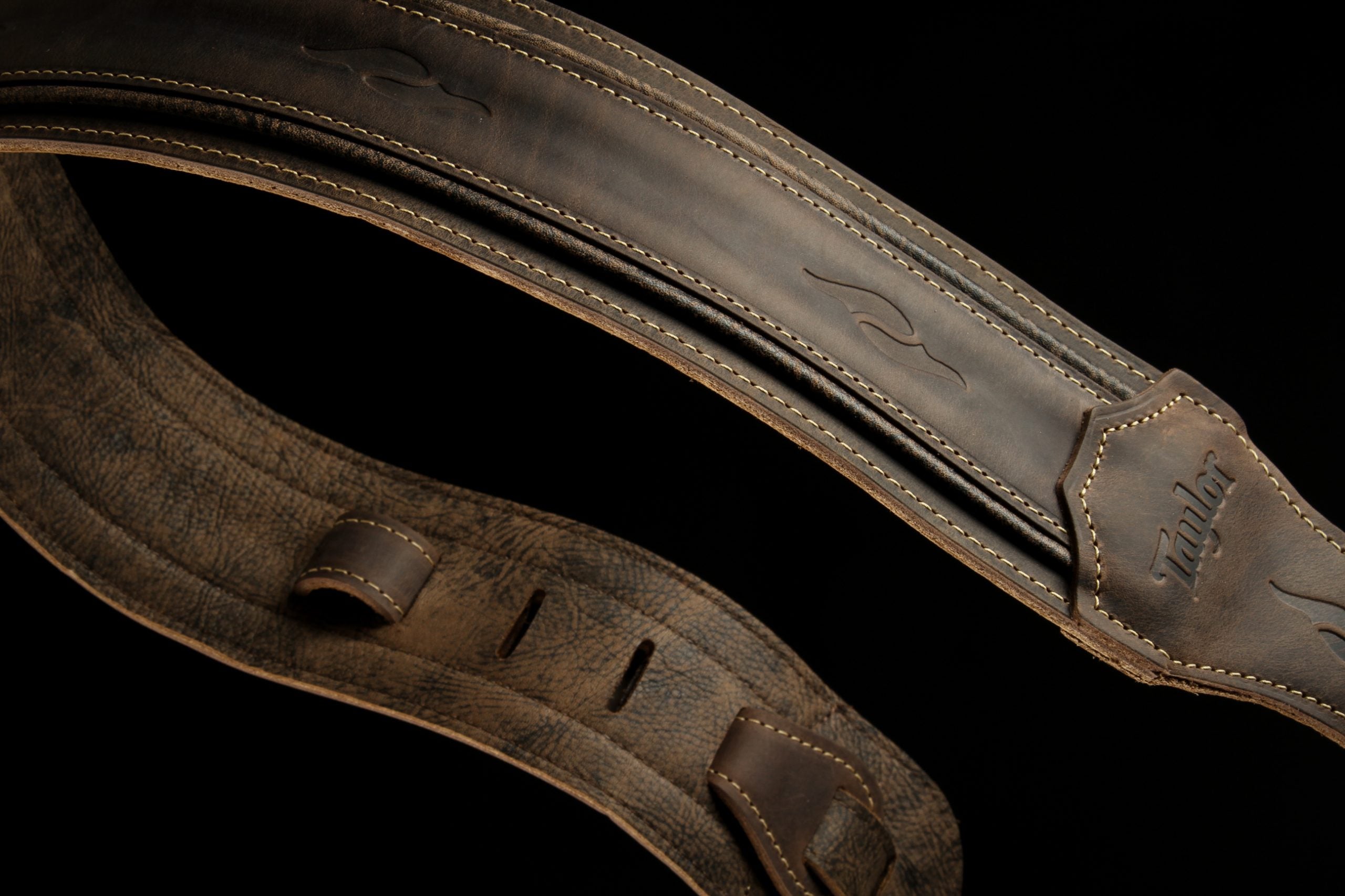 Taylor Element Distressed Leather Guitar Strap, Dark Brown