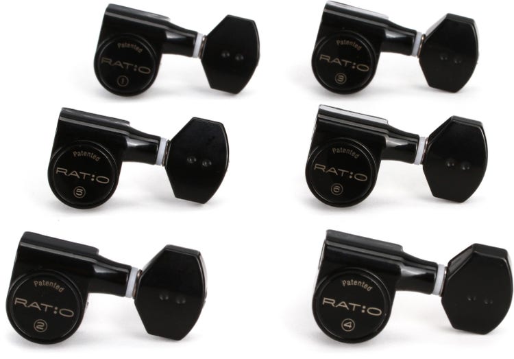 Graph Tech Ratio 6 In-Line Tuning Keys, 2-Pin, Mini Contemporary Style