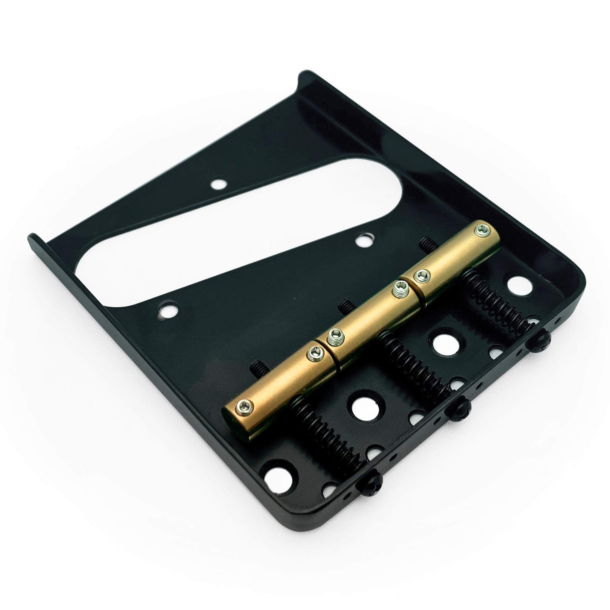 AxLabs Tele-Style Bridge, Steel Plate, Vintage Saddles, Black