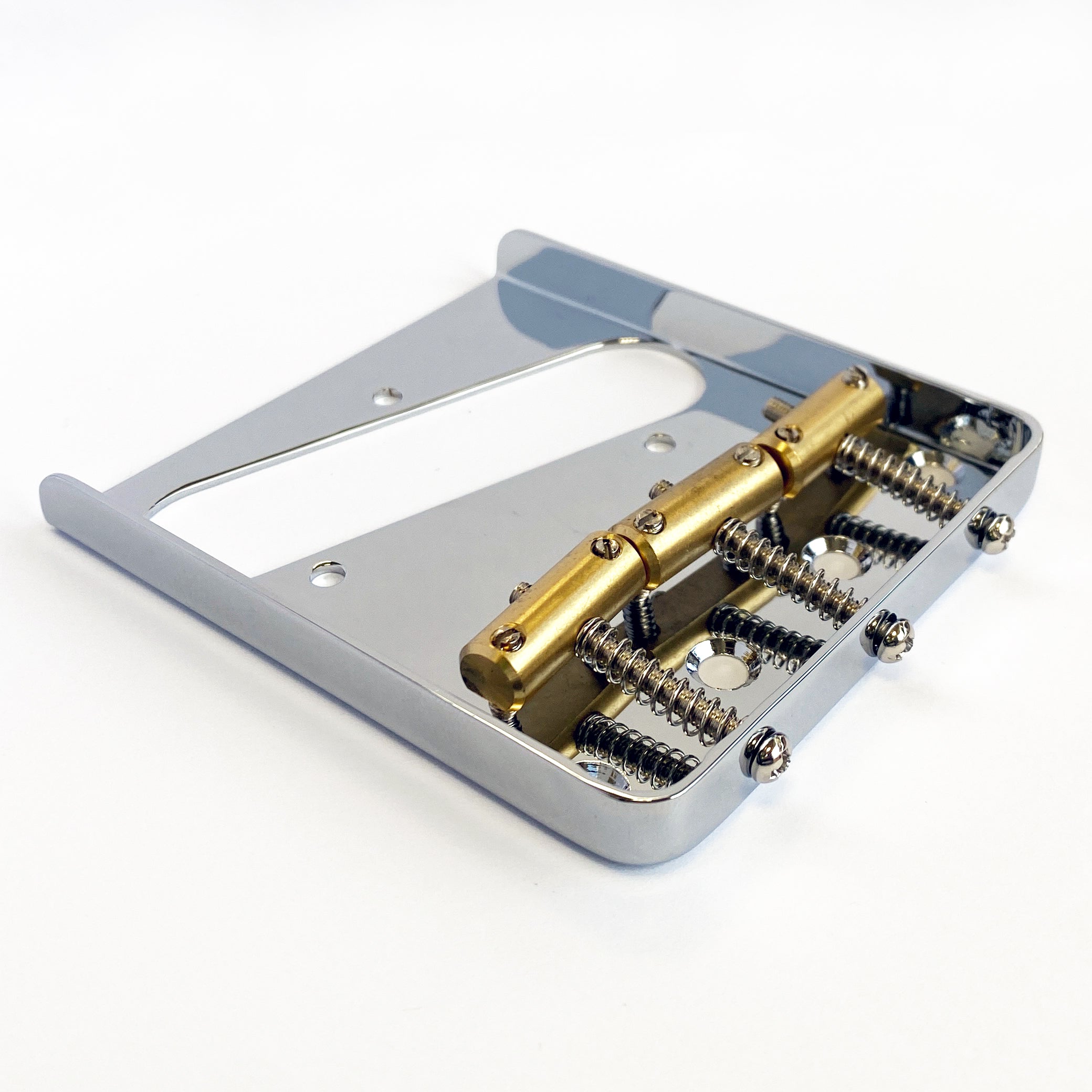 AxLabs Tele-Style Bridge, Steel Plate, Brass Compensated Saddles, Chrome