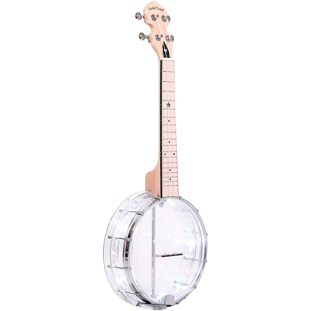 Gold Tone Light-Up Little Gem Transparent Banjolele, Diamond