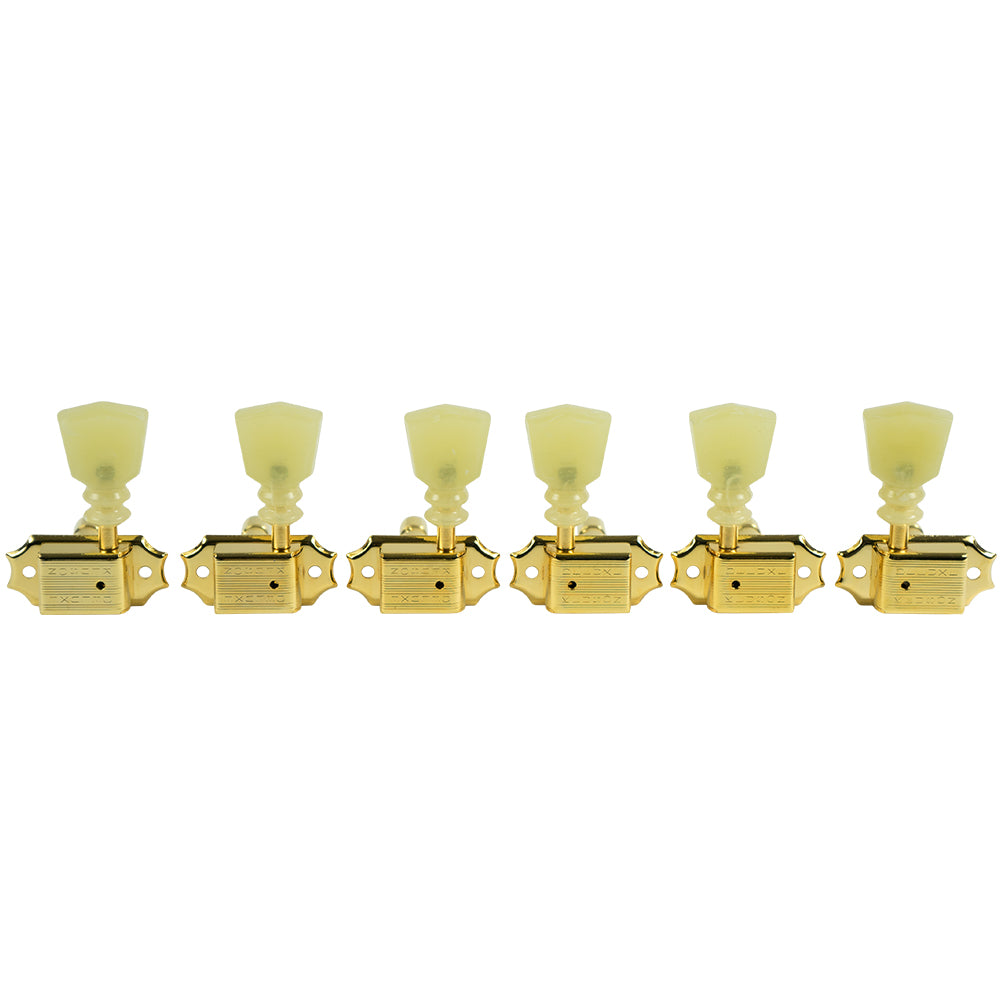 Kluson Deluxe Series 3x3 Locking Tuning Machines, Double Line, Double Ring Plastic Keystone Buttons