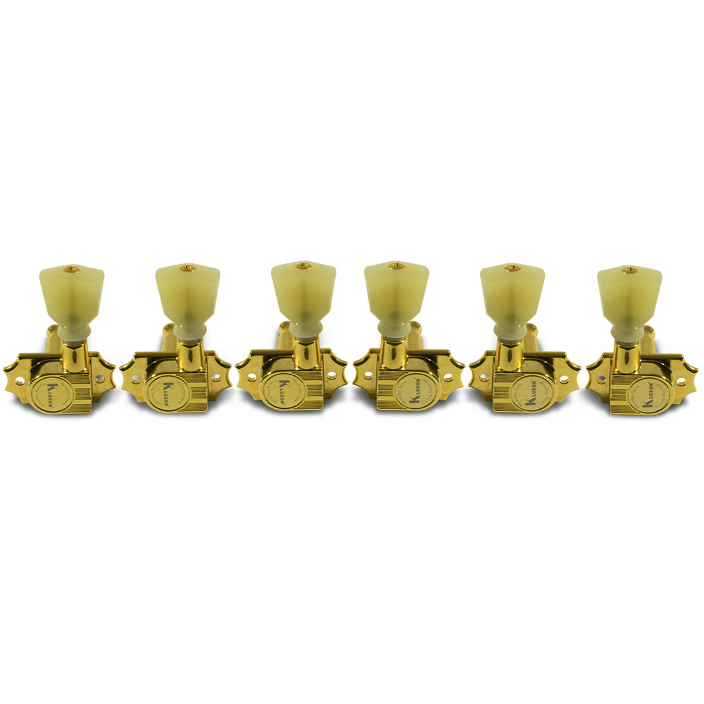 Kluson Revolution Series G-Mount Non-Collared 3x3 Tuning Machines, Plastic Keystone Button
