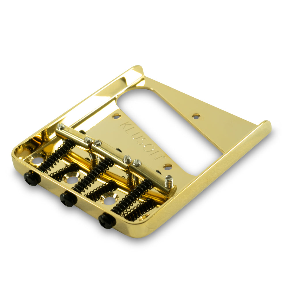 Kluson Vintage Fender Tele Bridge, Steel w/ Brass Saddles, Gloss Finish