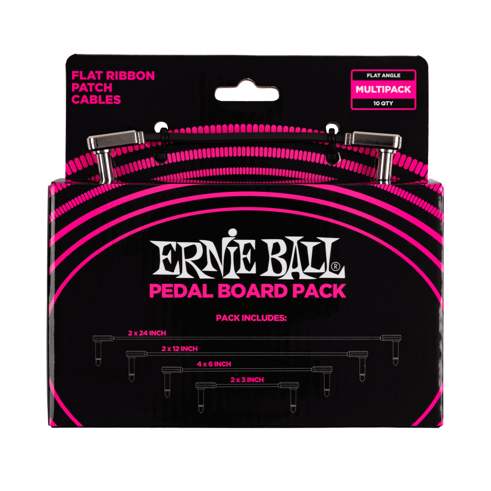 Ernie Ball Flat Ribbon Patch Cable Pedalboard Multi-Pack, Black