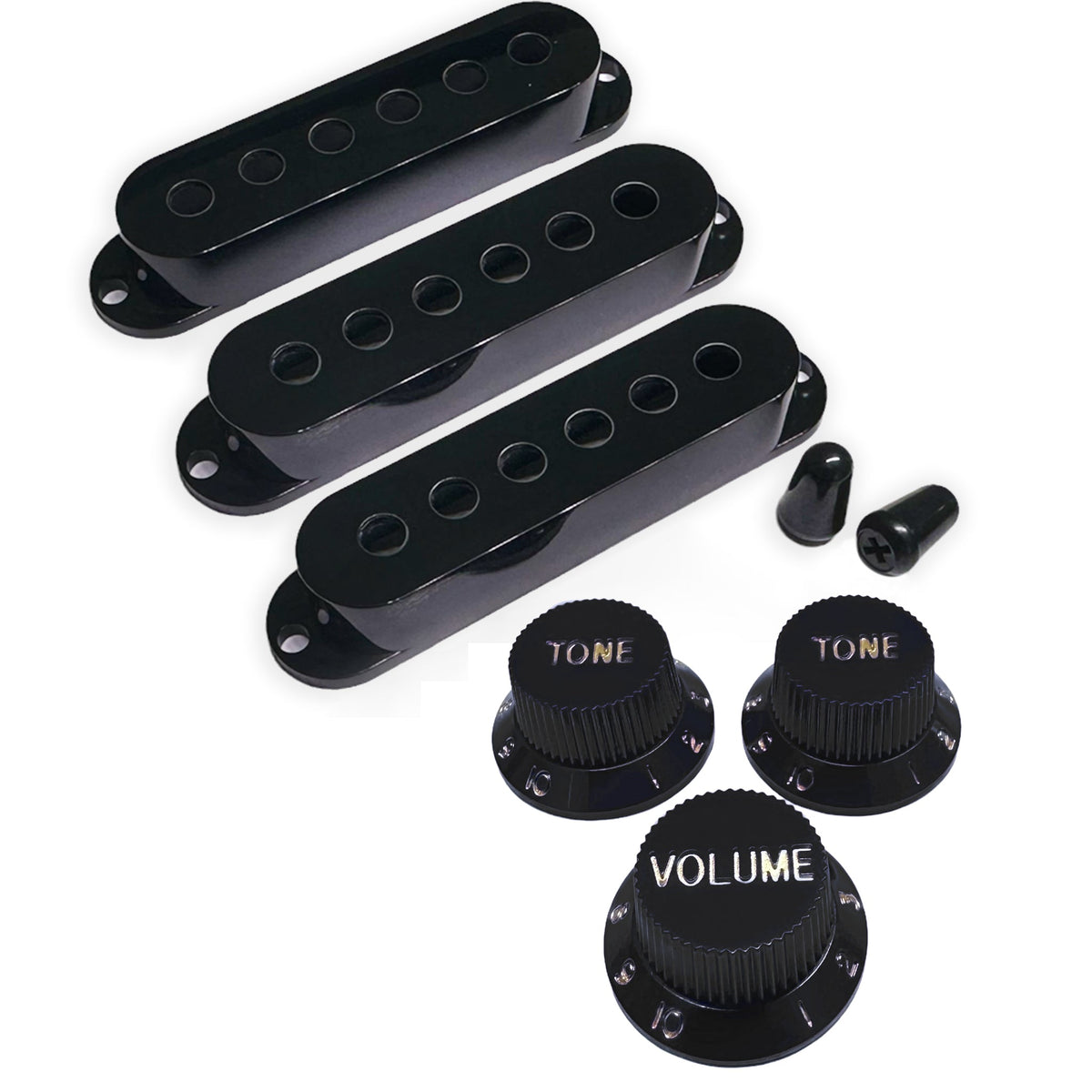Axlabs Modern Style Strat Accessory Kit, Black w/ Gold Lettering