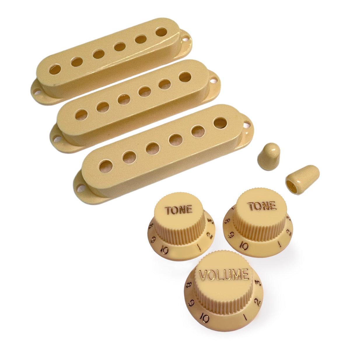 Axlabs Vintage Style Strat Accessory Kit, Cream w/ Gold Lettering
