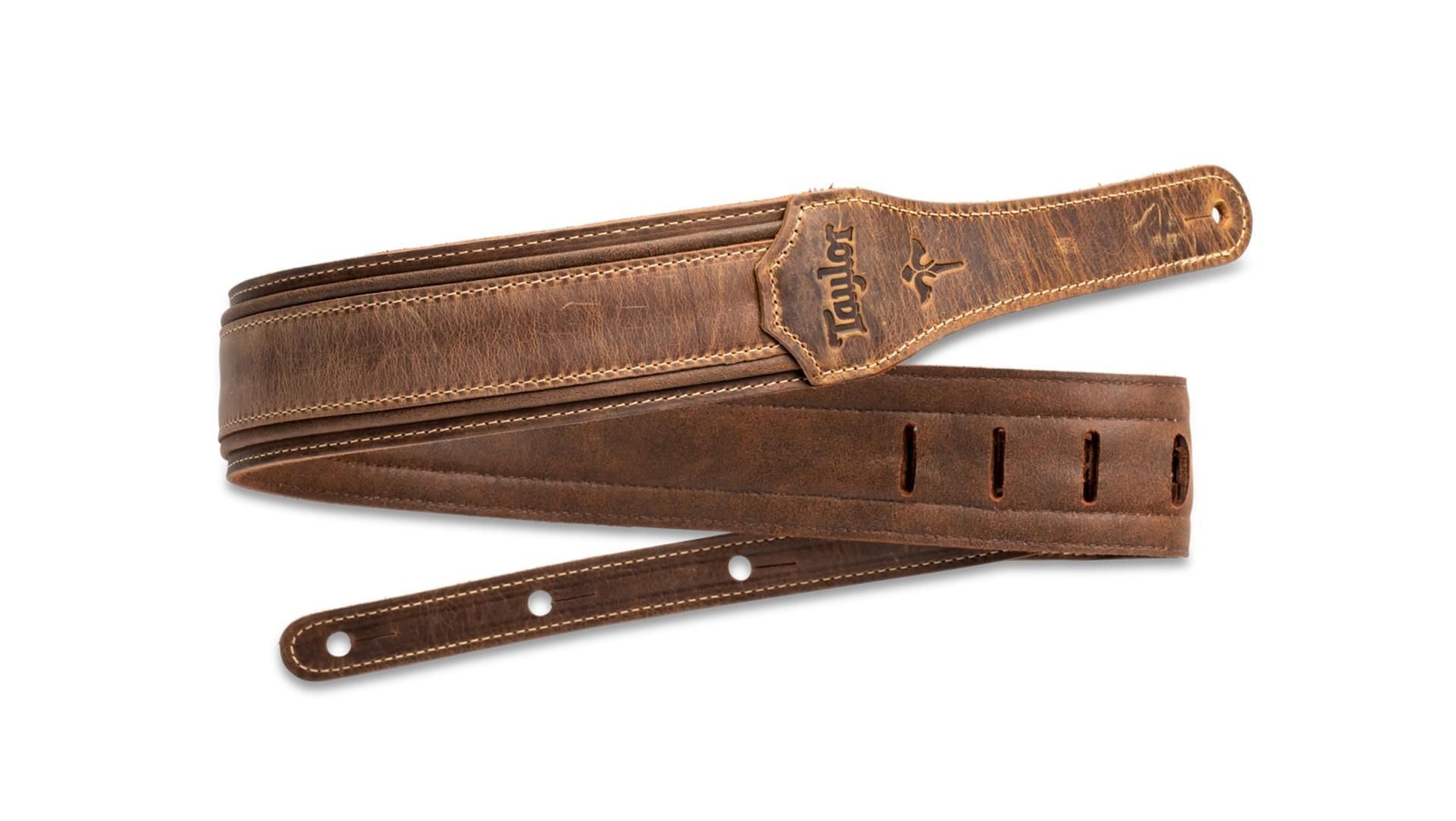 Taylor Wings Leather Guitar Strap, Dark Brown