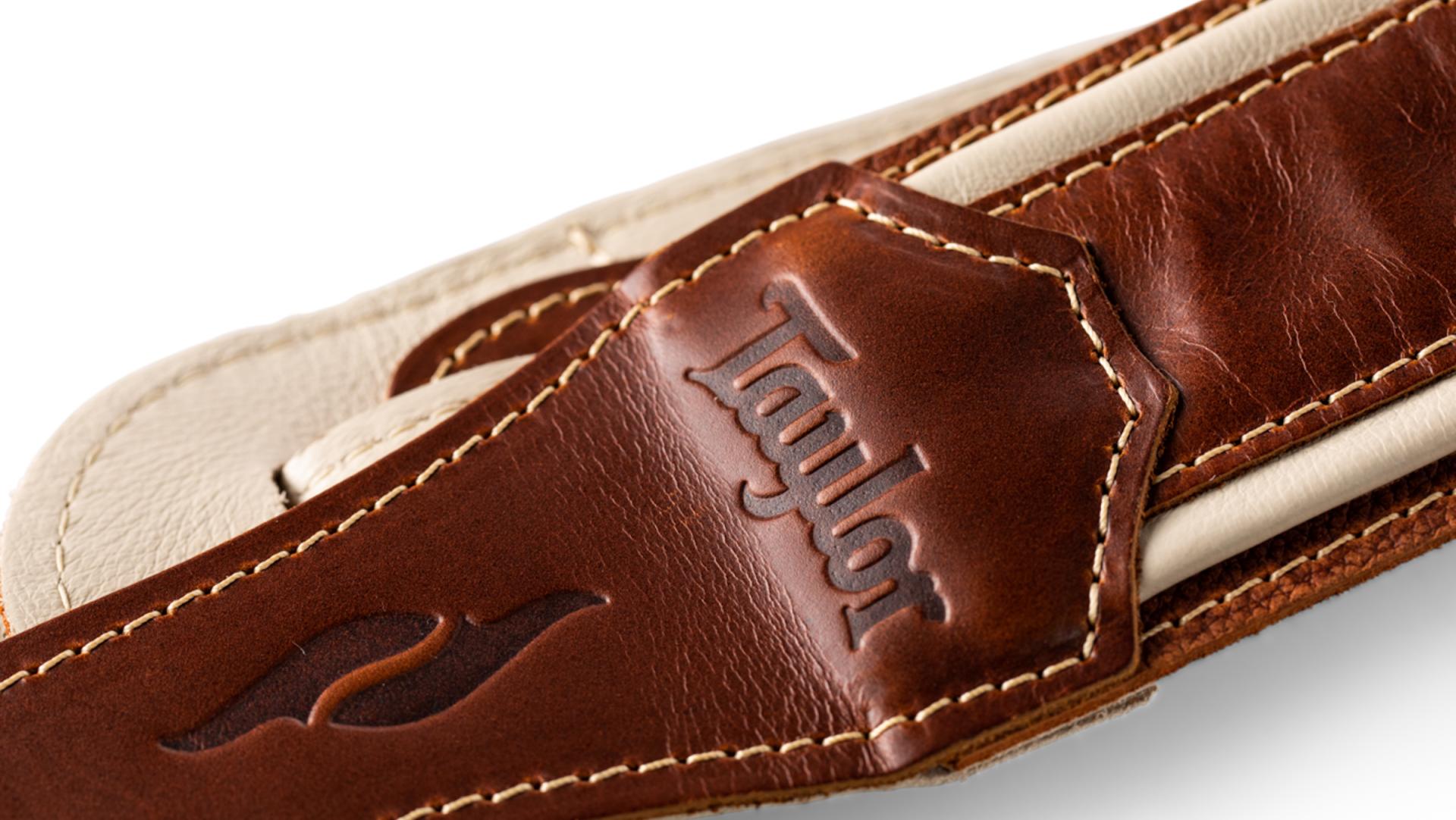 Taylor Element 2.5" Leather Guitar Strap, Brown/Cream
