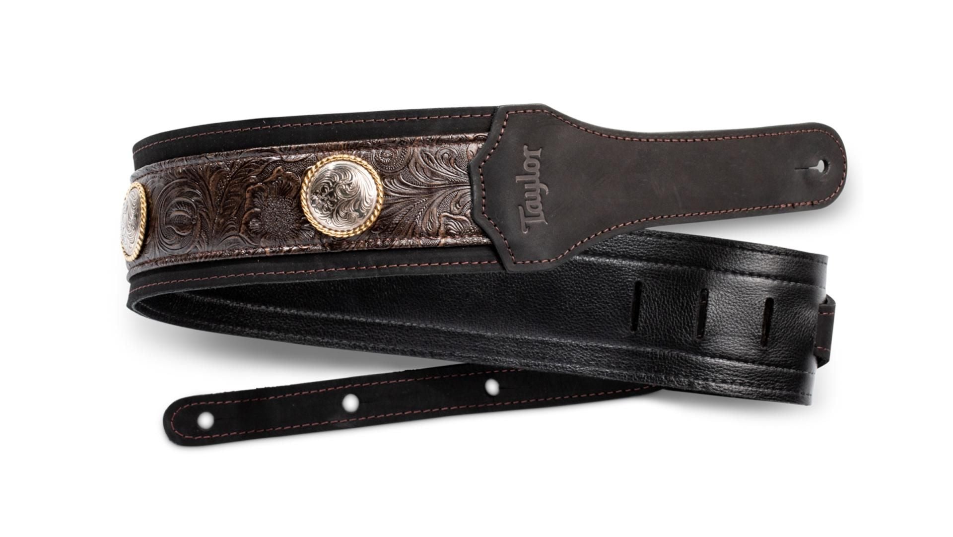 Taylor Grand Pacific 3" Leather Guitar Strap w/ Nickel Concho