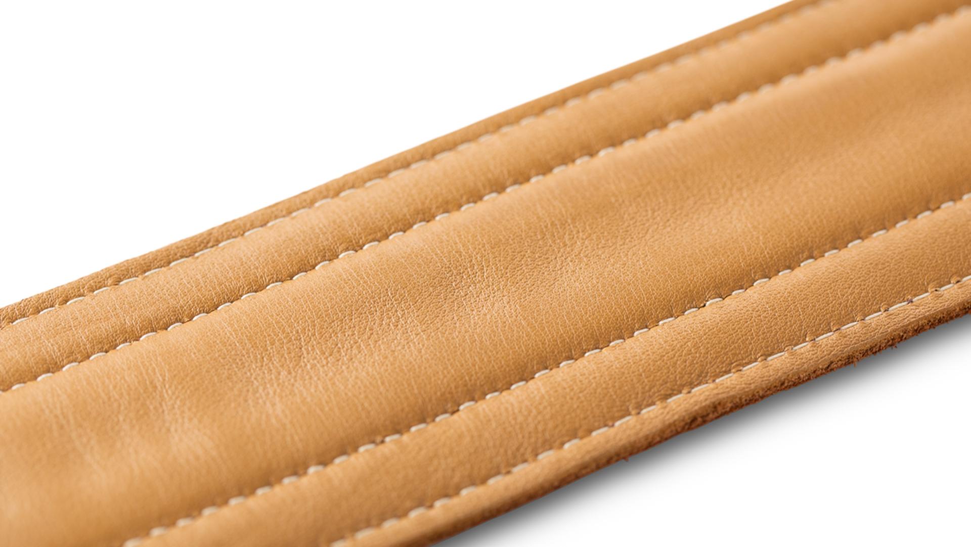 Taylor Spring Vine 2.5" Leather Guitar Strap, Medium Brown w/ Butterscotch Trim