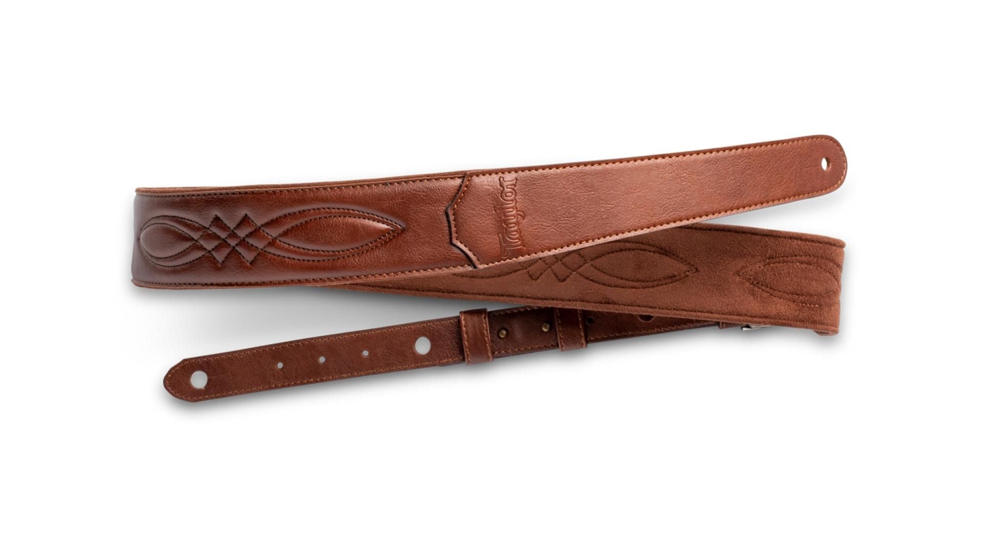 Taylor 2" Vegan Leather Guitar Strap, Medium Brown w/ Embossed Logo