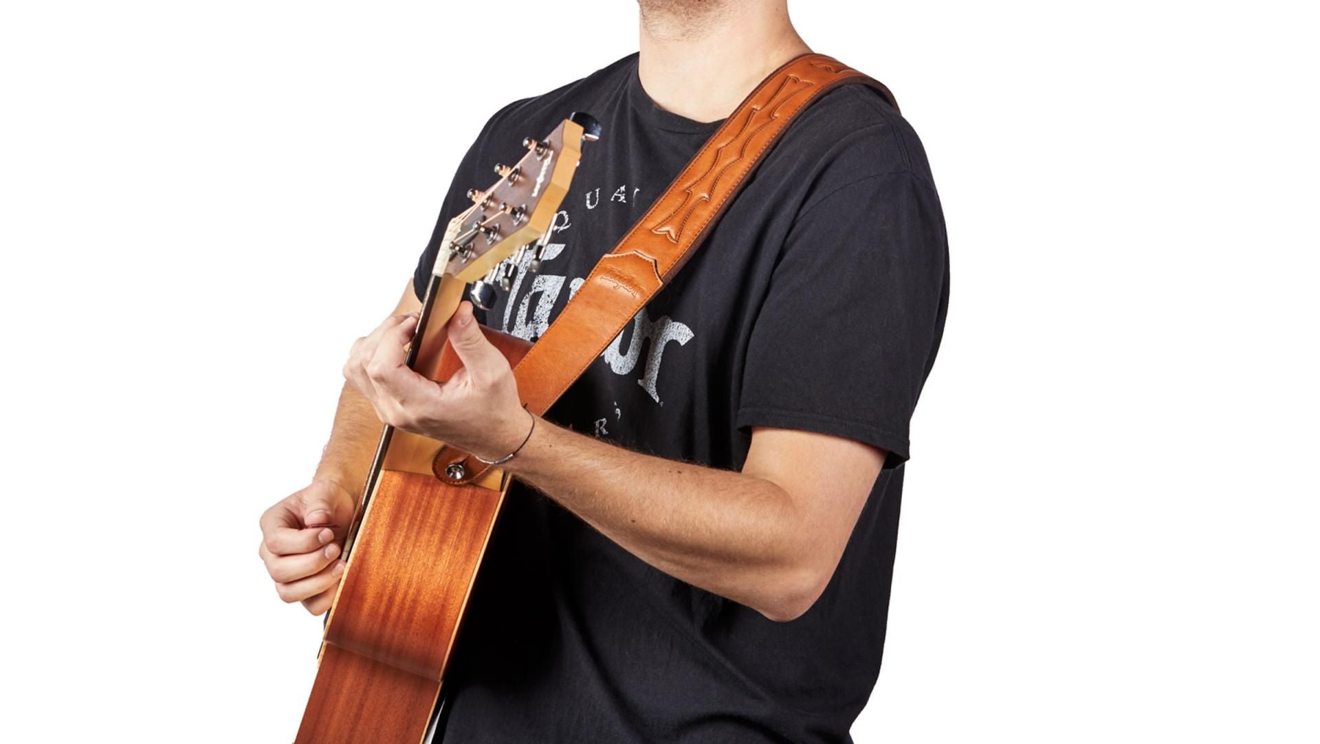 Taylor 2.75" Vegan Leather Guitar Strap, Tan w/ Embossed Logo