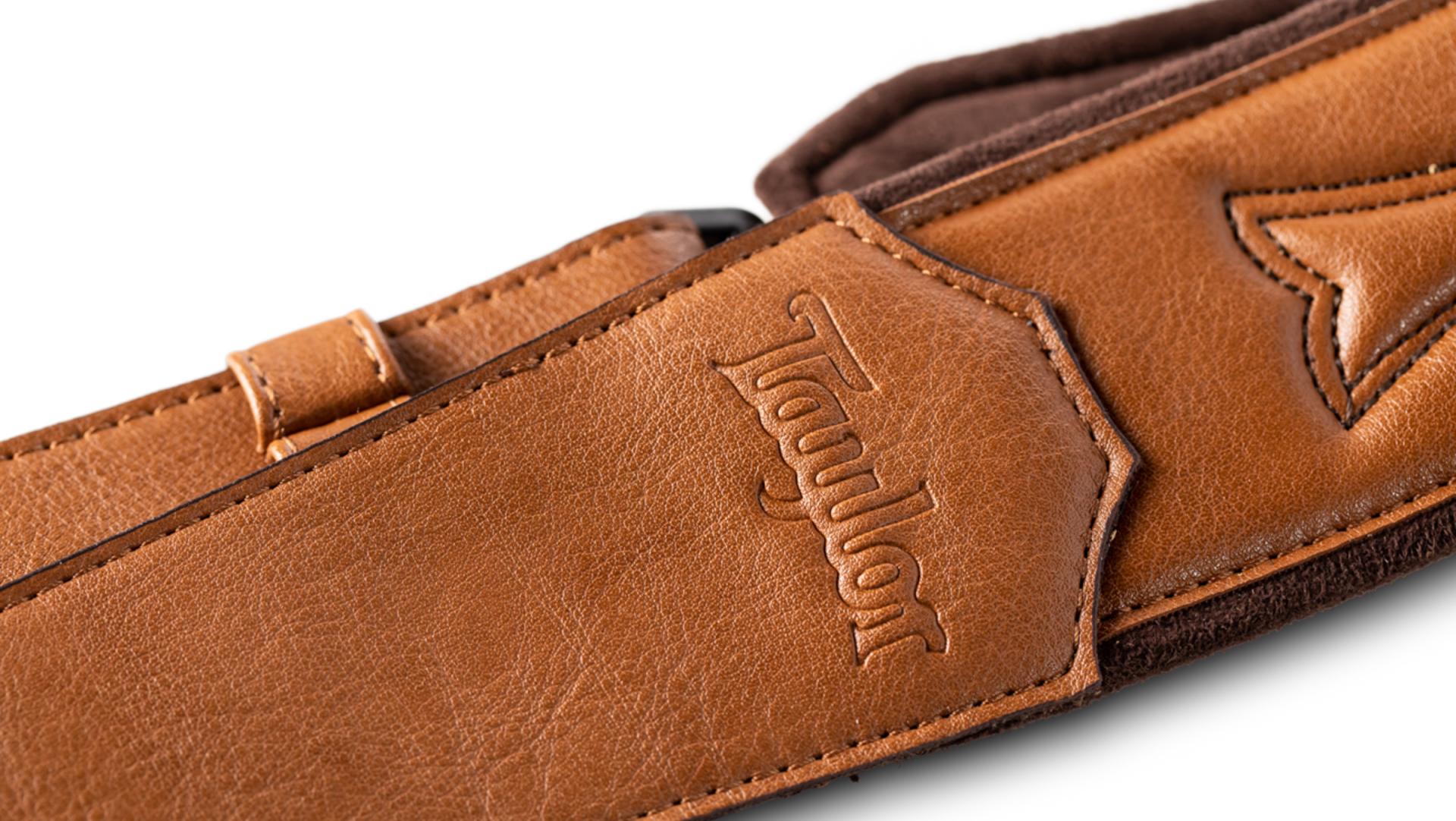 Taylor 2.75" Vegan Leather Guitar Strap, Tan w/ Embossed Logo