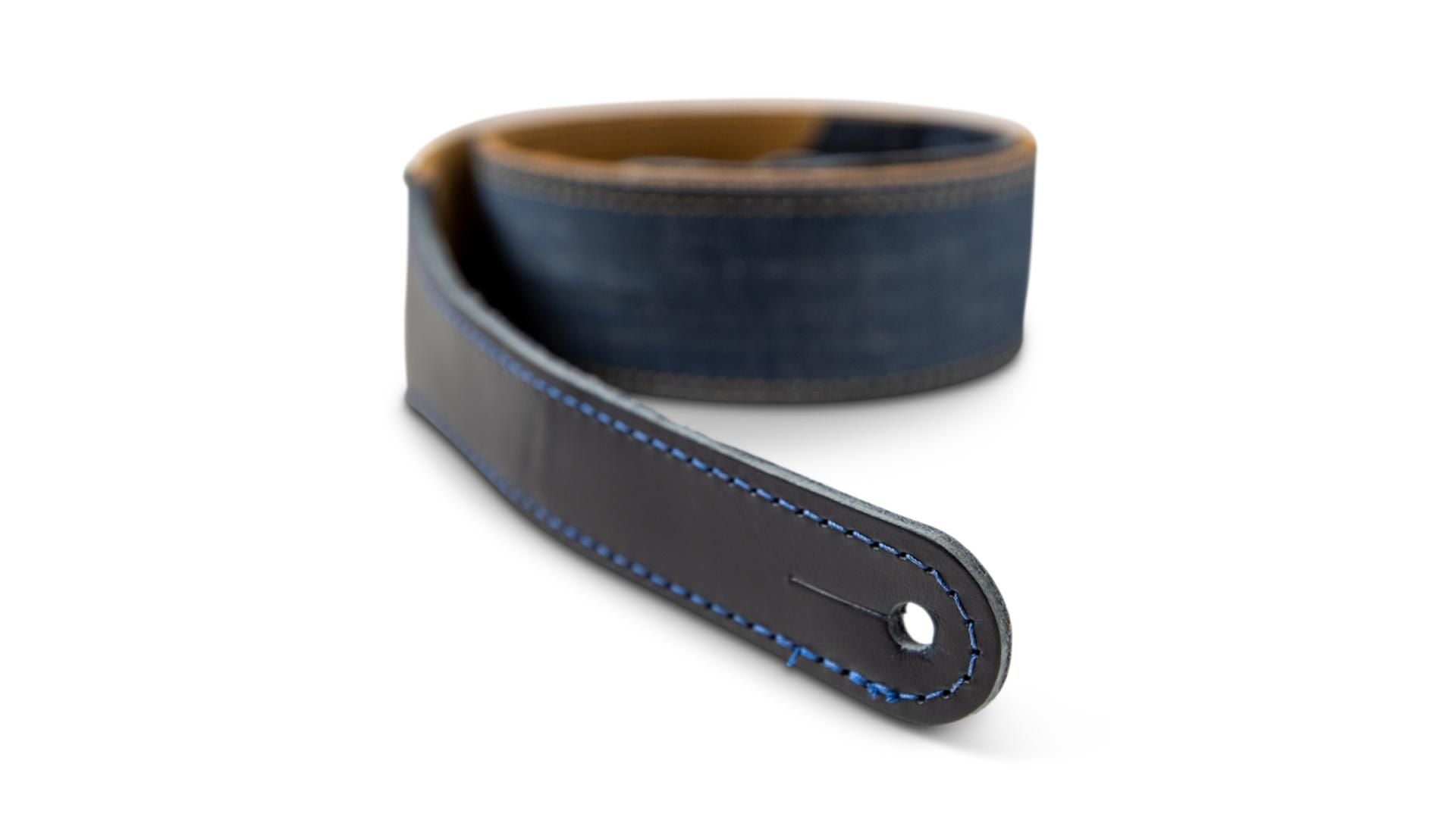 Taylor 2" Blue Denim Guitar Strap, Gold Logo