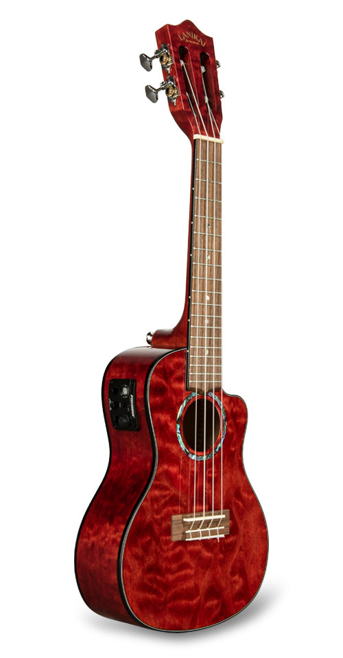 Lanikai Quilted Maple Red Stain Concert A/E Ukulele