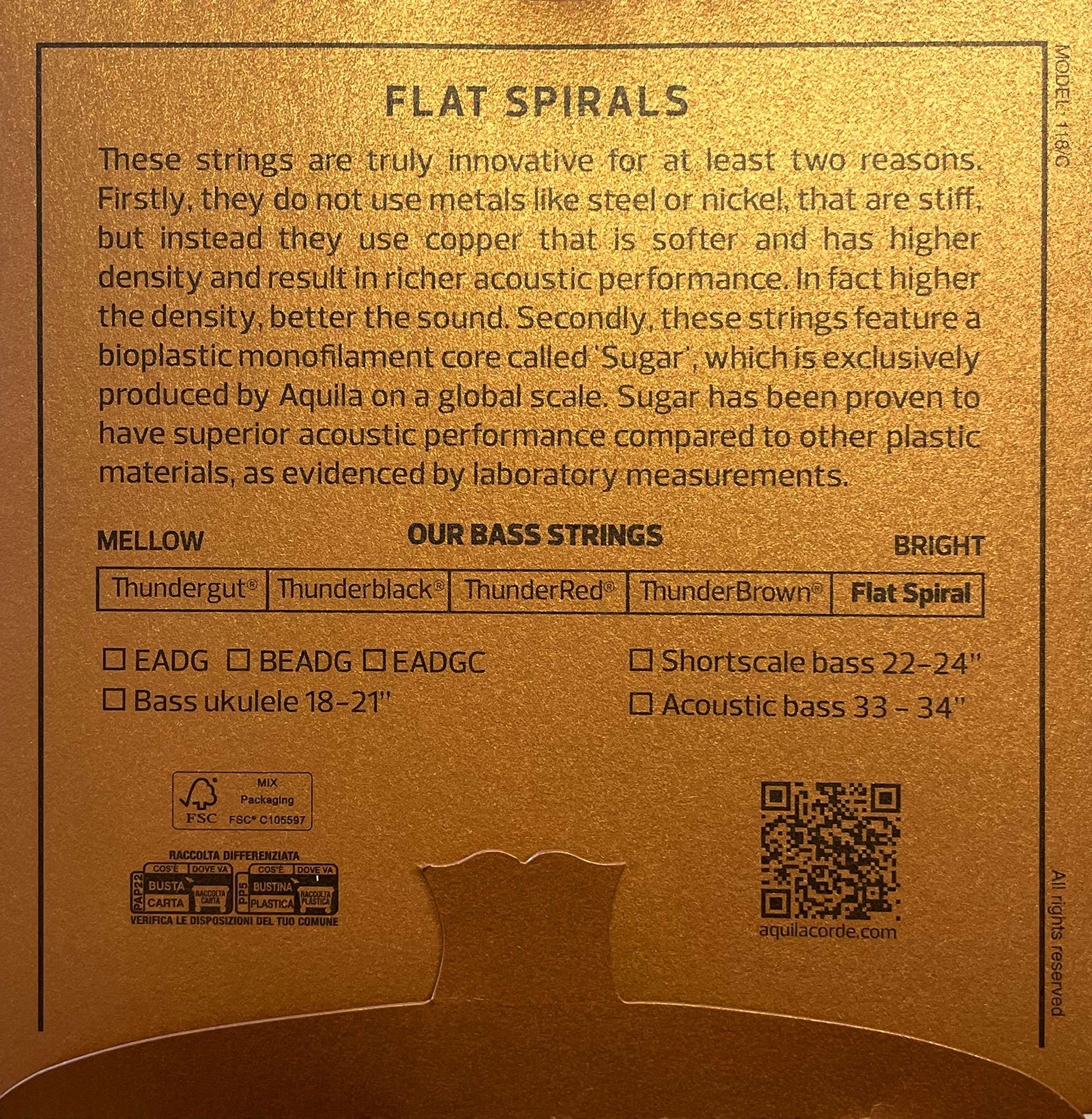 Aquila AQ-FS-4 Flat Spiral 4-String U-Bass String Set