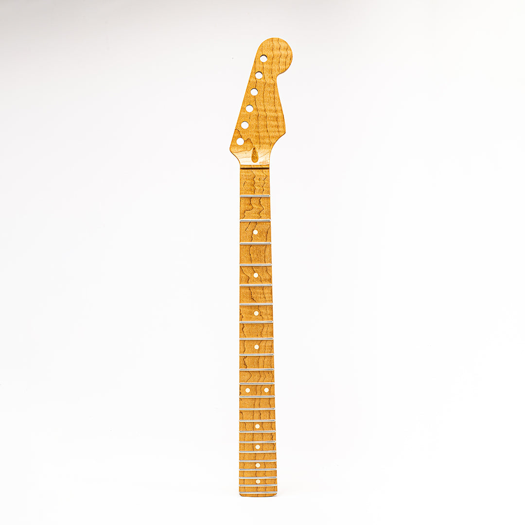 Allparts Select Unfinished AAA+ Roasted Flame Maple "Ultra-MOD" Neck for Strat, Maple Fretboard - Licensed by Fender